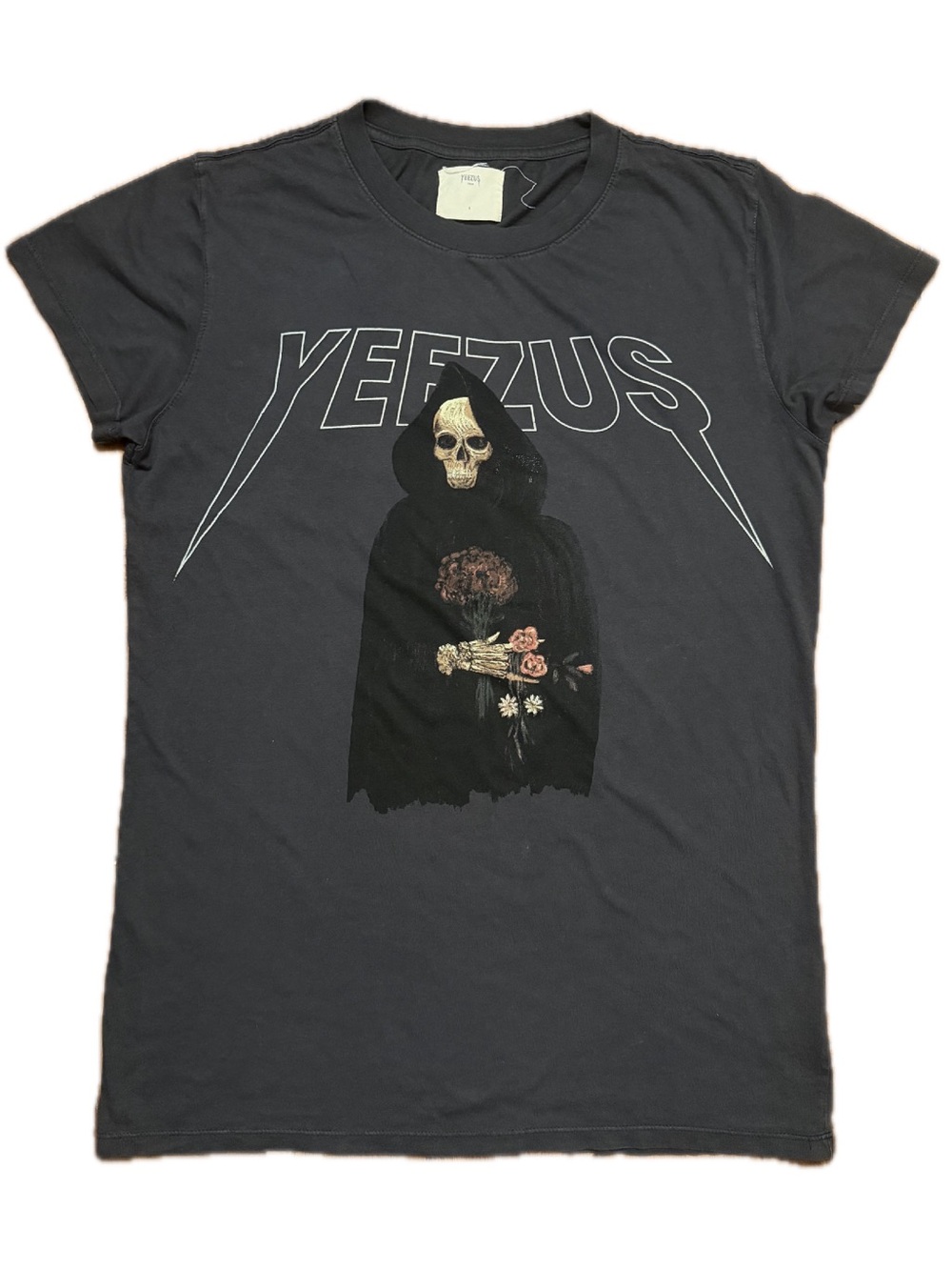 Yeezus Kanye West 2013 Tour Logo Tee in Charcoal Black Reaper Rose